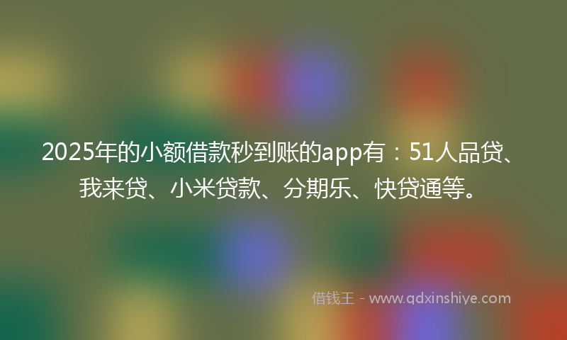 2025年的小额借款秒到账的app有：51人品贷、我来贷、小米贷款、分期乐、快贷通等。