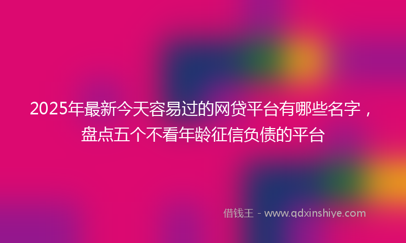 2025年最新今天容易过的网贷平台有哪些名字，盘点五个不看年龄征信负债的平台