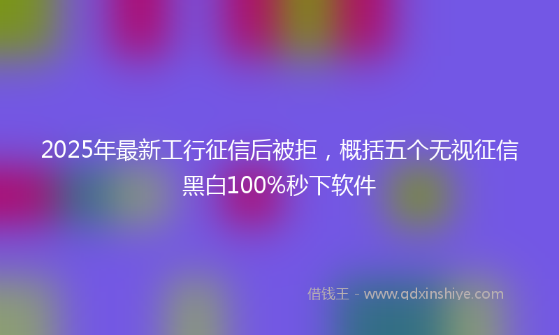 2025年最新工行征信后被拒，概括五个无视征信黑白100%秒下软件