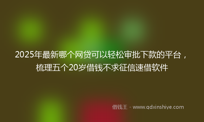 2025年最新哪个网贷可以轻松审批下款的平台，梳理五个20岁借钱不求征信速借软件