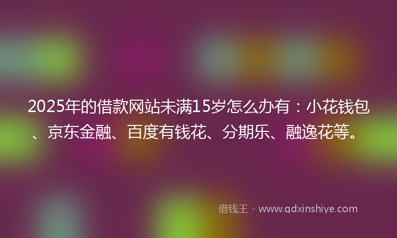 2025年的借款网站未满15岁怎么办有：小花钱包、京东金融、百度有钱花、分期乐、融逸花等。