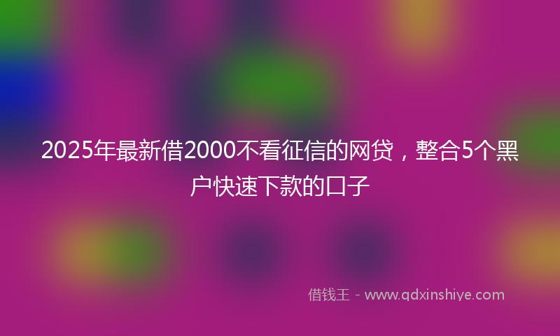 2025年最新借2000不看征信的网贷，整合5个黑户快速下款的口子