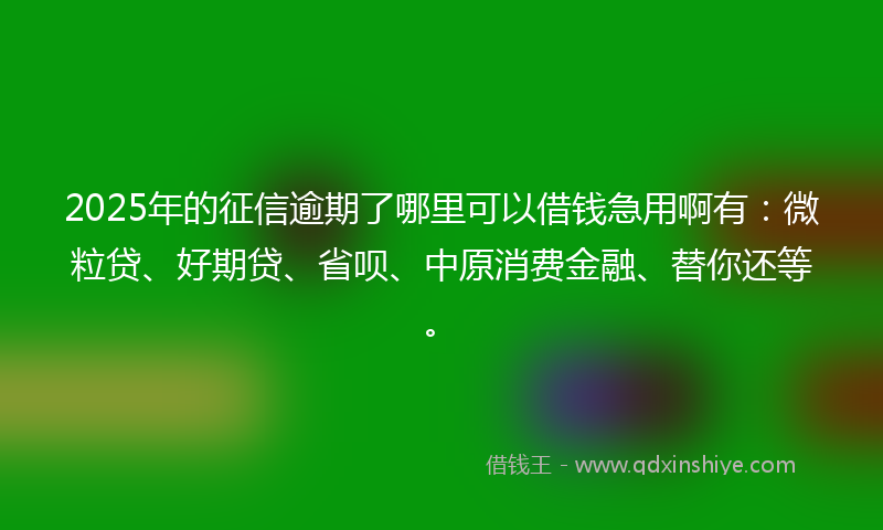 2025年的征信逾期了哪里可以借钱急用啊有：微粒贷、好期贷、省呗、中原消费金融、替你还等。