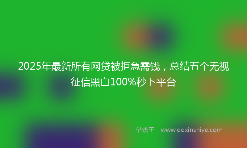 2025年最新所有网贷被拒急需钱，总结五个无视征信黑白100%秒下平台