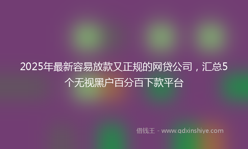 2025年最新容易放款又正规的网贷公司，汇总5个无视黑户百分百下款平台