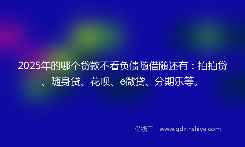 2025年的哪个贷款不看负债随借随还有：拍拍贷、随身贷、花呗、e微贷、分期乐等。