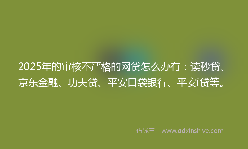 2025年的审核不严格的网贷怎么办有：读秒贷、京东金融、功夫贷、平安口袋银行、平安i贷等。