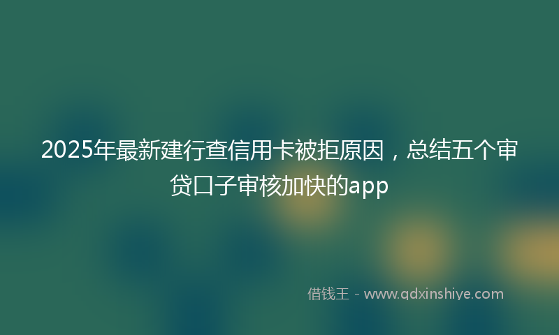 2025年最新建行查信用卡被拒原因，总结五个审贷口子审核加快的app