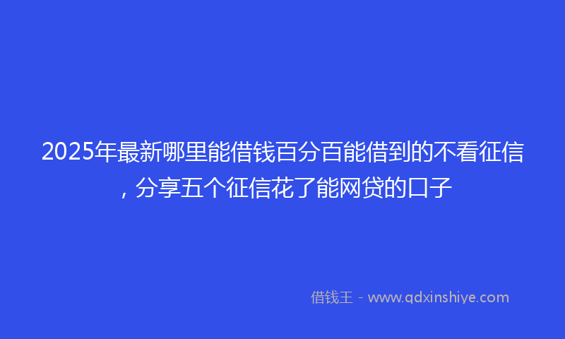 2025年最新哪里能借钱百分百能借到的不看征信，分享五个征信花了能网贷的口子