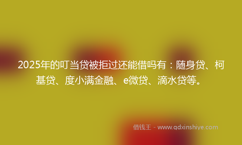2025年的叮当贷被拒过还能借吗有：随身贷、柯基贷、度小满金融、e微贷、滴水贷等。