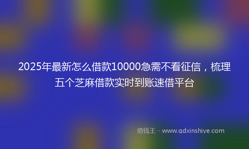 2025年最新怎么借款10000急需不看征信，梳理五个芝麻借款实时到账速借平台