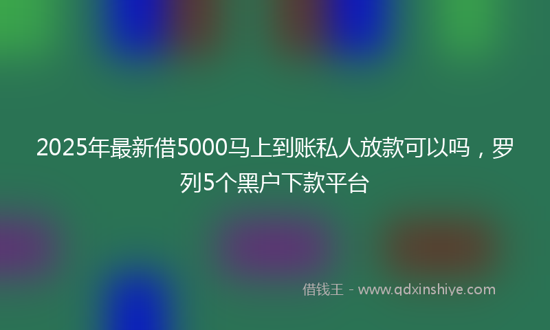 2025年最新借5000马上到账私人放款可以吗，罗列5个黑户下款平台