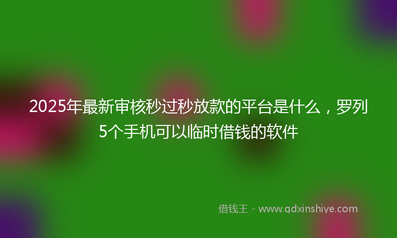 2025年最新审核秒过秒放款的平台是什么，罗列5个手机可以临时借钱的软件