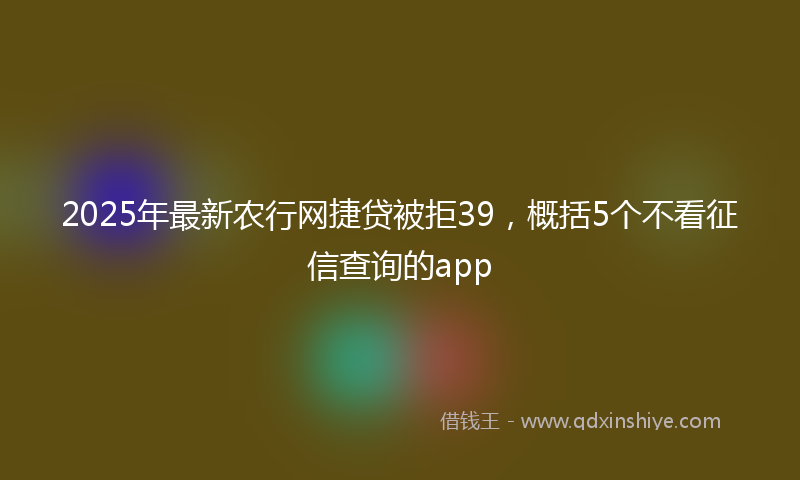 2025年最新农行网捷贷被拒39，概括5个不看征信查询的app