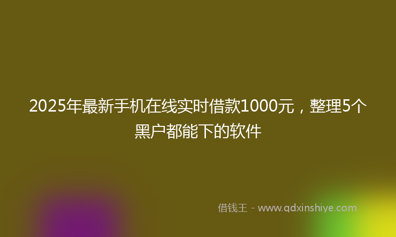 2025年最新手机在线实时借款1000元，整理5个黑户都能下的软件