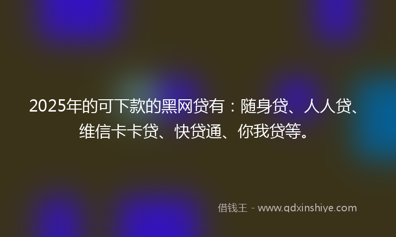 2025年的可下款的黑网贷有：随身贷、人人贷、维信卡卡贷、快贷通、你我贷等。
