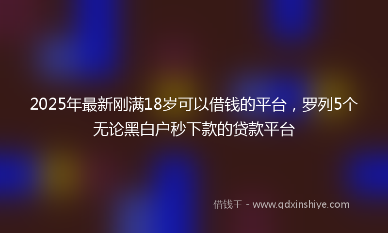 2025年最新刚满18岁可以借钱的平台，罗列5个无论黑白户秒下款的贷款平台