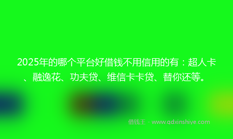 2025年的哪个平台好借钱不用信用的有：超人卡、融逸花、功夫贷、维信卡卡贷、替你还等。