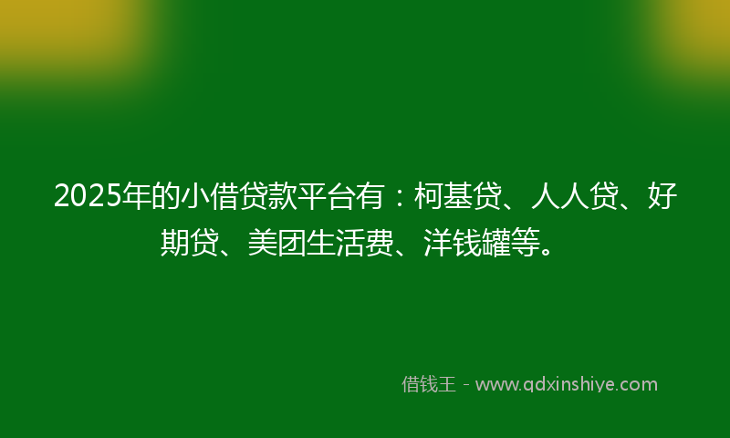 2025年的小借贷款平台有：柯基贷、人人贷、好期贷、美团生活费、洋钱罐等。
