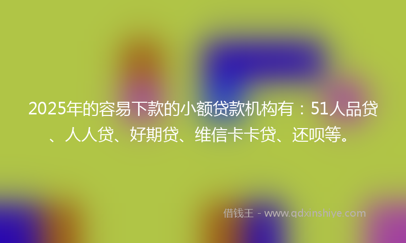 2025年的容易下款的小额贷款机构有：51人品贷、人人贷、好期贷、维信卡卡贷、还呗等。