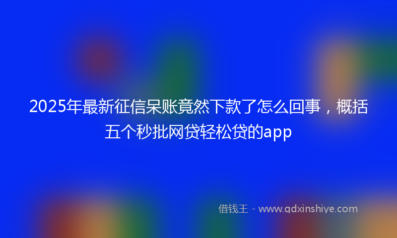 2025年最新征信呆账竟然下款了怎么回事，概括五个秒批网贷轻松贷的app