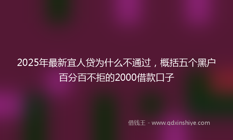 2025年最新宜人贷为什么不通过，概括五个黑户百分百不拒的2000借款口子