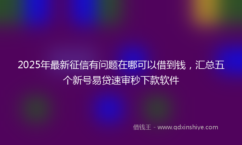 2025年最新征信有问题在哪可以借到钱，汇总五个新号易贷速审秒下款软件