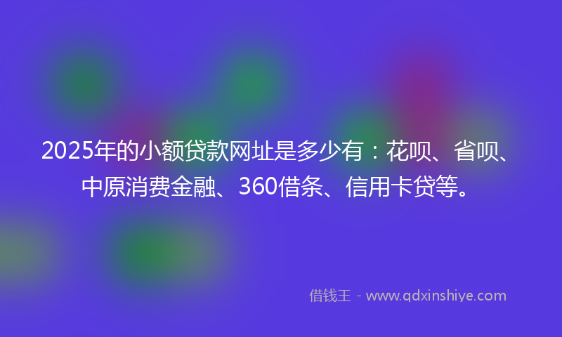 2025年的小额贷款网址是多少有：花呗、省呗、中原消费金融、360借条、信用卡贷等。