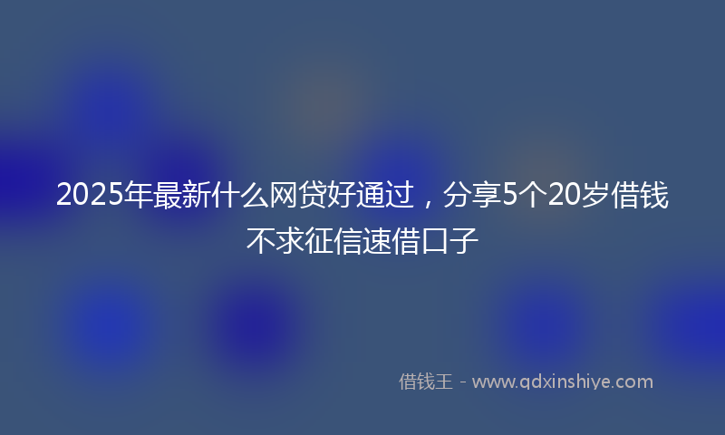 2025年最新什么网贷好通过，分享5个20岁借钱不求征信速借口子