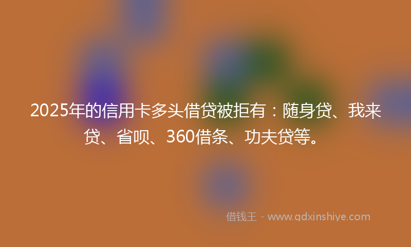 2025年的信用卡多头借贷被拒有：随身贷、我来贷、省呗、360借条、功夫贷等。
