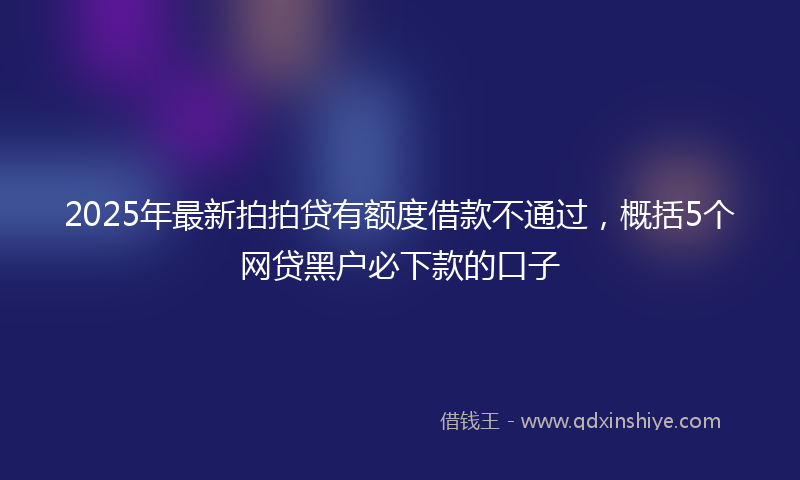 2025年最新拍拍贷有额度借款不通过，概括5个网贷黑户必下款的口子