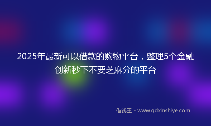 2025年最新可以借款的购物平台，整理5个金融创新秒下不要芝麻分的平台