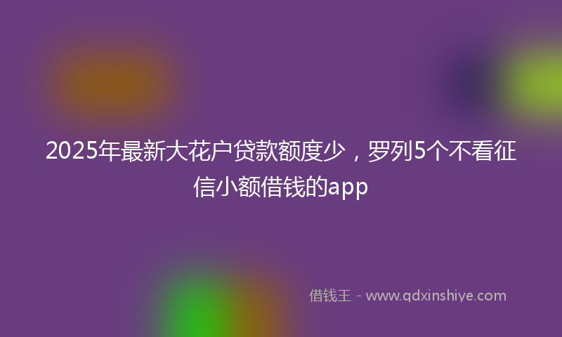 2025年最新大花户贷款额度少，罗列5个不看征信小额借钱的app