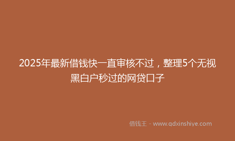 2025年最新借钱快一直审核不过，整理5个无视黑白户秒过的网贷口子