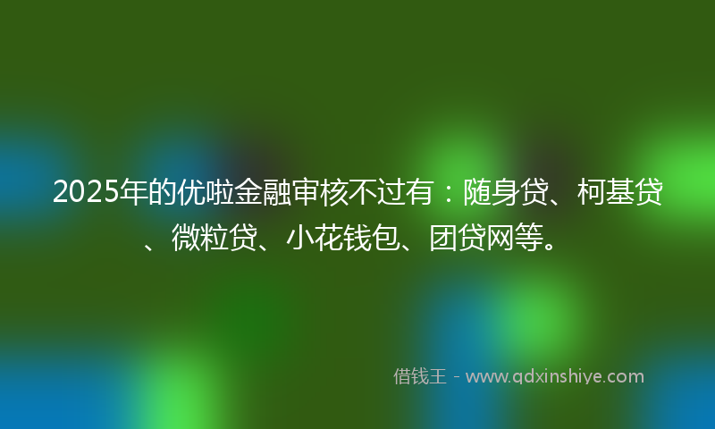 2025年的优啦金融审核不过有：随身贷、柯基贷、微粒贷、小花钱包、团贷网等。
