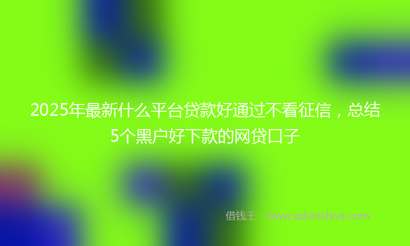 2025年最新什么平台贷款好通过不看征信，总结5个黑户好下款的网贷口子
