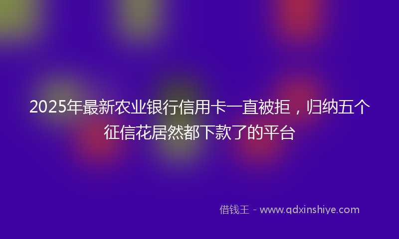 2025年最新农业银行信用卡一直被拒，归纳五个征信花居然都下款了的平台