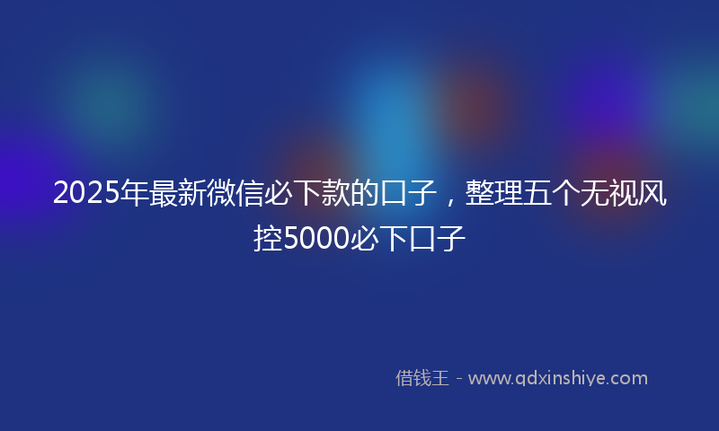 2025年最新微信必下款的口子，整理五个无视风控5000必下口子