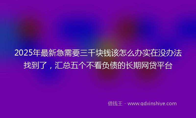 2025年最新急需要三千块钱该怎么办实在没办法找到了，汇总五个不看负债的长期网贷平台