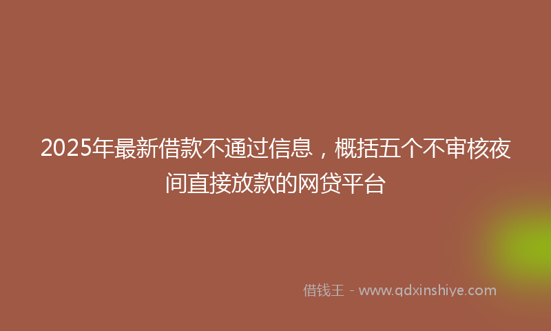 2025年最新借款不通过信息，概括五个不审核夜间直接放款的网贷平台