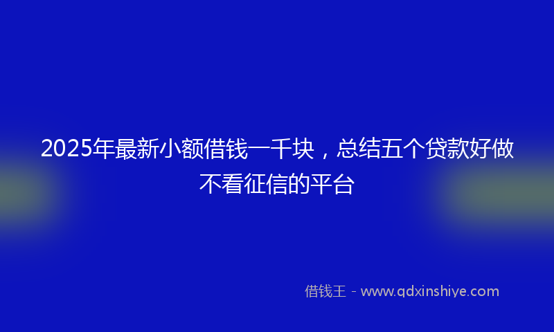 2025年最新小额借钱一千块，总结五个贷款好做不看征信的平台