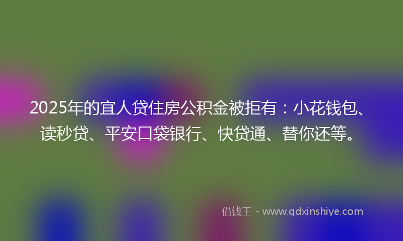 2025年的宜人贷住房公积金被拒有：小花钱包、读秒贷、平安口袋银行、快贷通、替你还等。