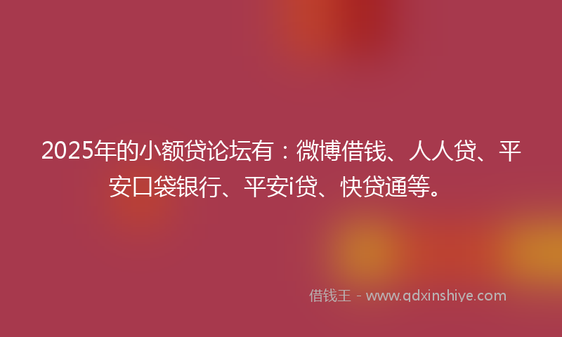2025年的小额贷论坛有：微博借钱、人人贷、平安口袋银行、平安i贷、快贷通等。