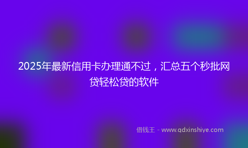 2025年最新信用卡办理通不过，汇总五个秒批网贷轻松贷的软件