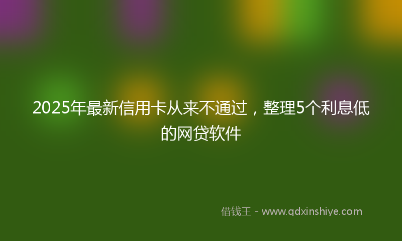 2025年最新信用卡从来不通过，整理5个利息低的网贷软件