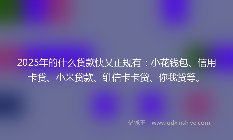 2025年的什么贷款快又正规有：小花钱包、信用卡贷、小米贷款、维信卡卡贷、你我贷等。
