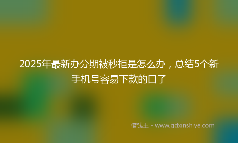 2025年最新办分期被秒拒是怎么办，总结5个新手机号容易下款的口子