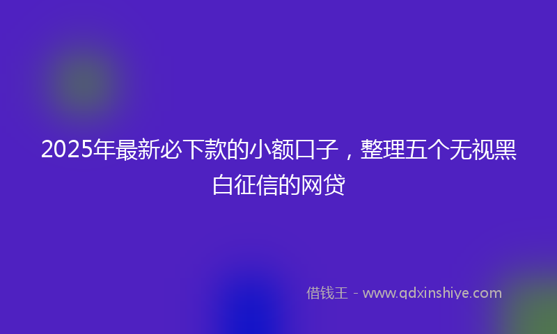 2025年最新必下款的小额口子，整理五个无视黑白征信的网贷