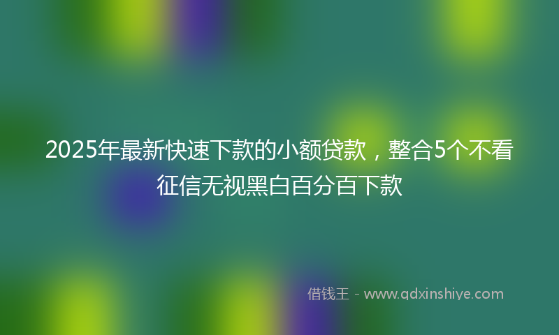 2025年最新快速下款的小额贷款，整合5个不看征信无视黑白百分百下款