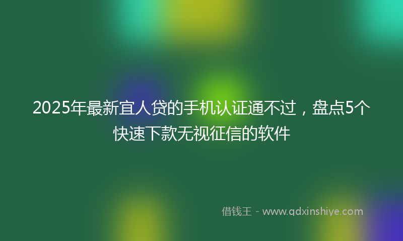 2025年最新宜人贷的手机认证通不过，盘点5个快速下款无视征信的软件